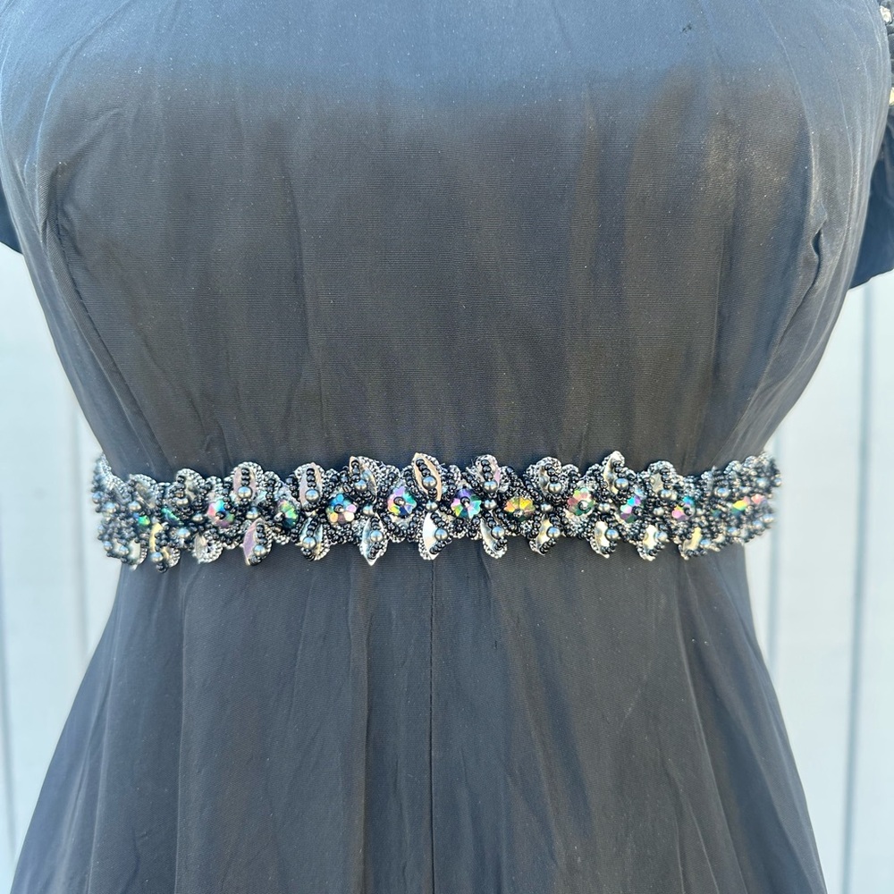 Vintage 70’s Denise L Black Taffeta Formal Gown - Picture 10 of 16